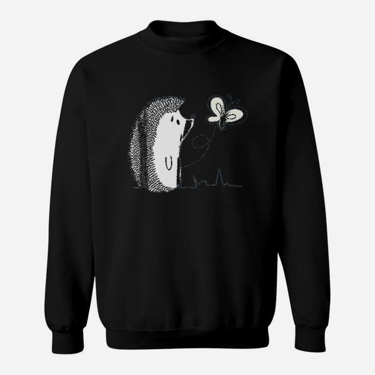 Cute Vintage Hedgehog And Butterfly Art Sweatshirt