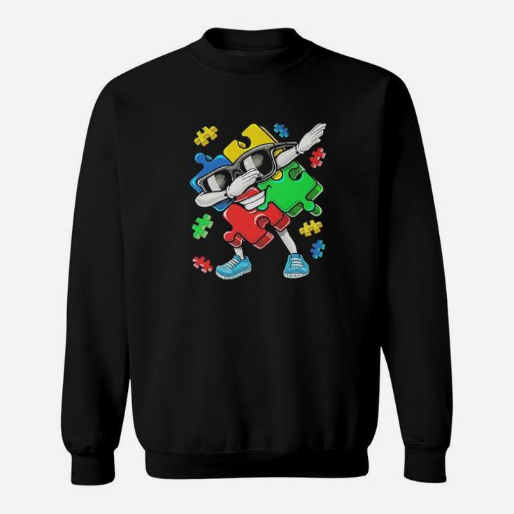 Dabbing Autism Puzzle Piece Love Sweatshirt