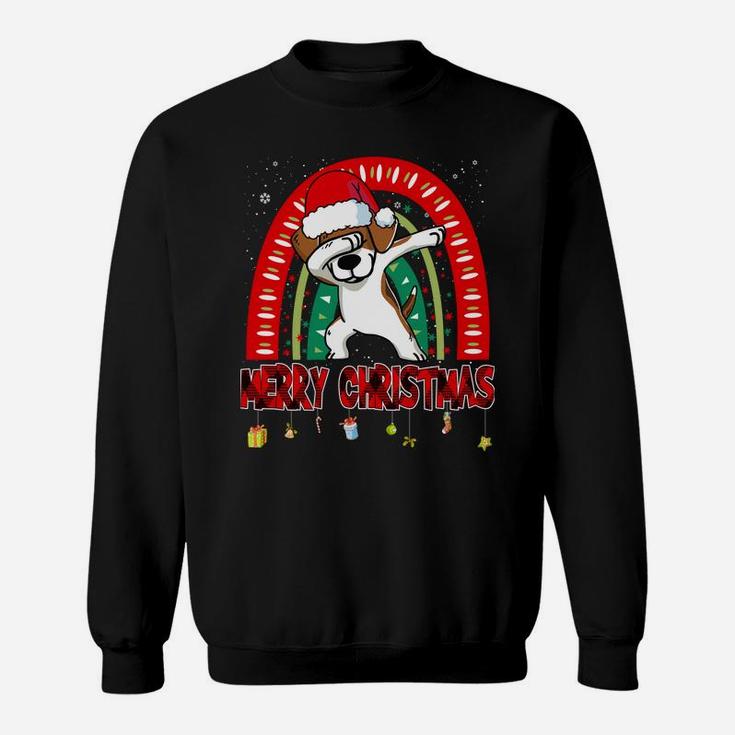 Dabbing Beagle Dog Boho Rainbow Funny Merry Christmas Sweatshirt Sweatshirt