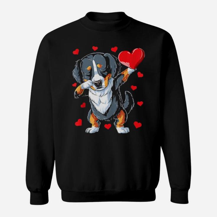 Dabbing Bernese Mountain Dog Heart Valentines Day Love Sweatshirt
