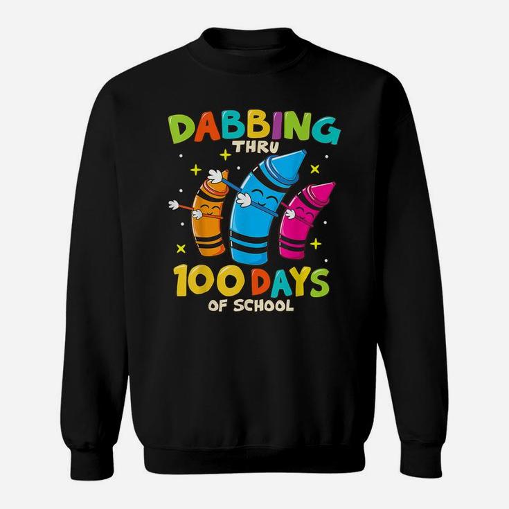 Dabbing Crayons Kids 100 Days School Lover Shirt Boys Girls Sweatshirt