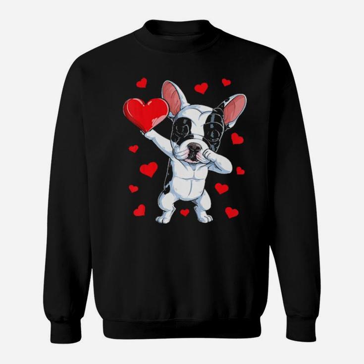 Dabbing French Bulldog Valentines Day Dog Heart Boys Sweatshirt