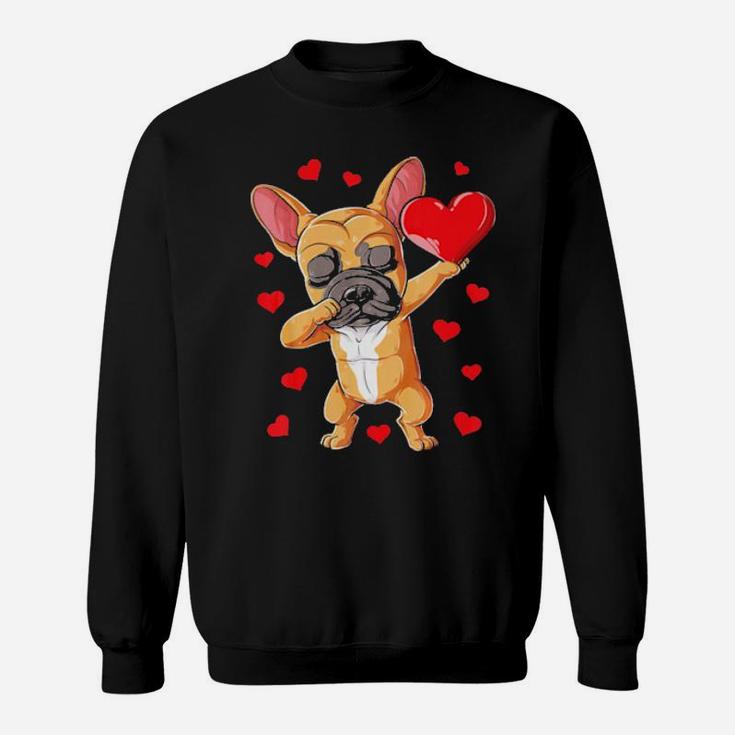 Dabbing French Bulldog Valentines Day Dog Heart Sweatshirt