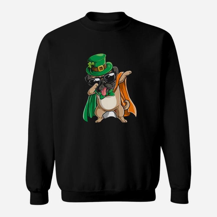 Dabbing Pug Dog Irish Flag St Patricks Day Boys Girls Sweatshirt