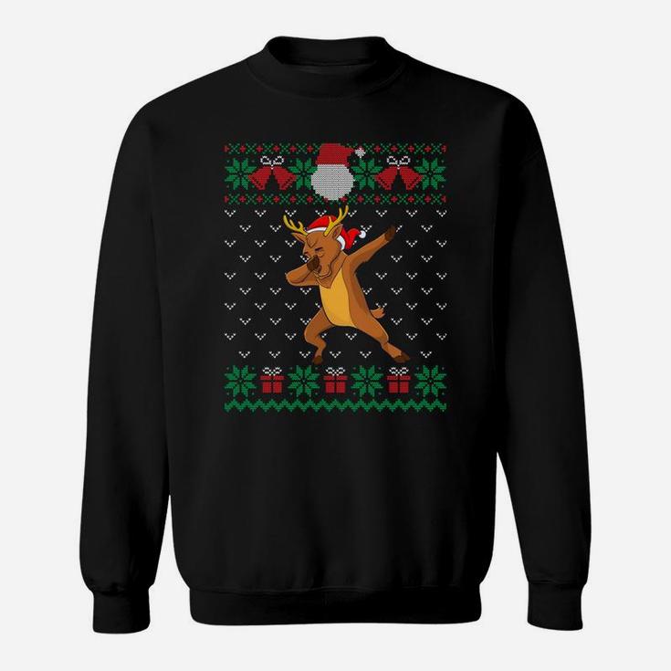 Dabbing Reindeer, Ugly Christmas Sweater Xmas Dab Kids Boys Sweatshirt Sweatshirt