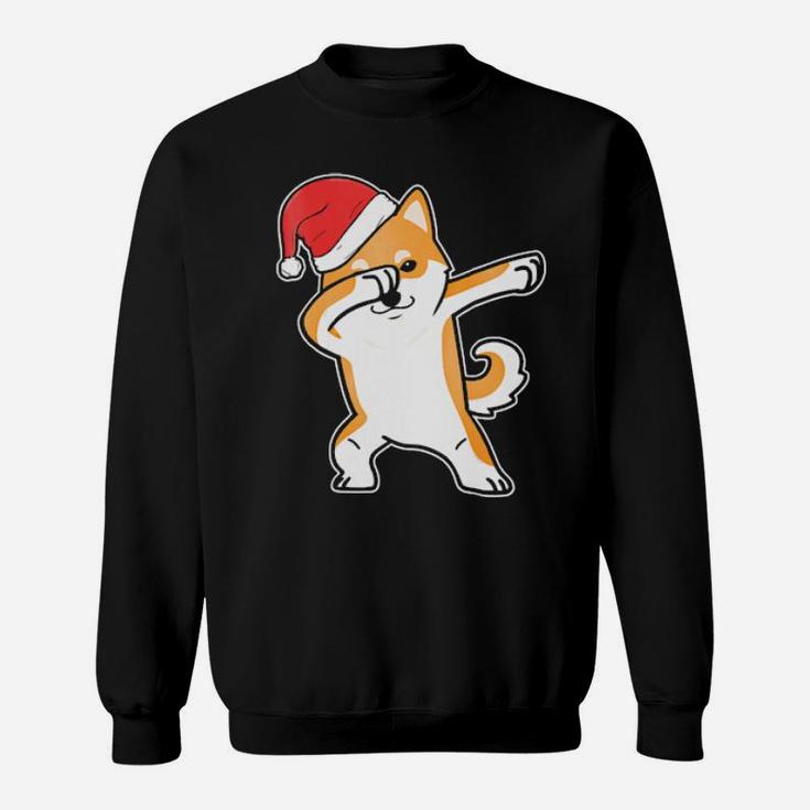 Dabbing Shiba Inu  Dog Meme Dab Santa   For Xmas Sweatshirt