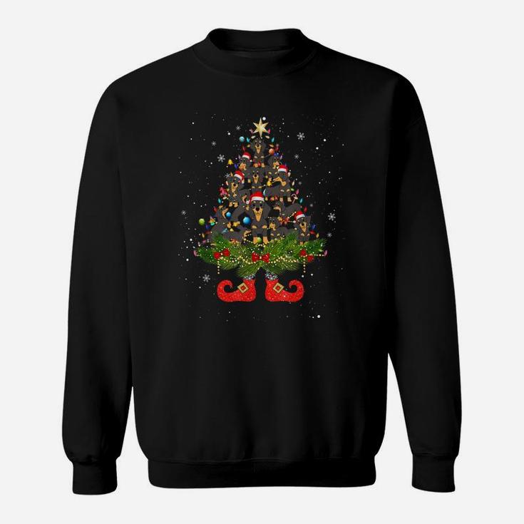 Dachshund Christmas Tree Lights Funny Santa Hat Dog Lover Sweatshirt