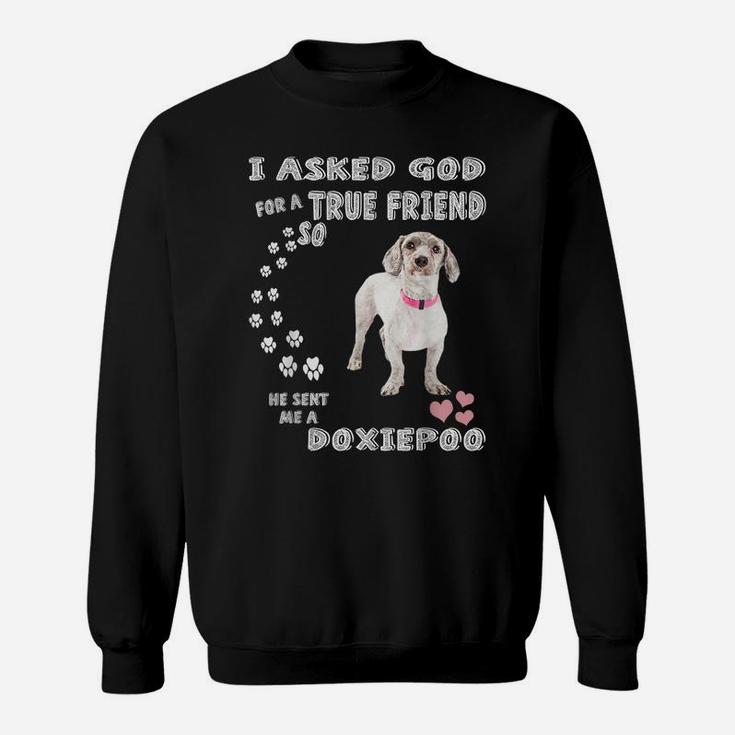 Dachshund Poodle Dog Mom, Doxiedoodle Dad Art, Cute Doxiepoo Sweatshirt