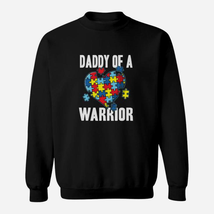 Daddy Of A Warrior Cute Autism Awareness Puzzle Sweatshirt