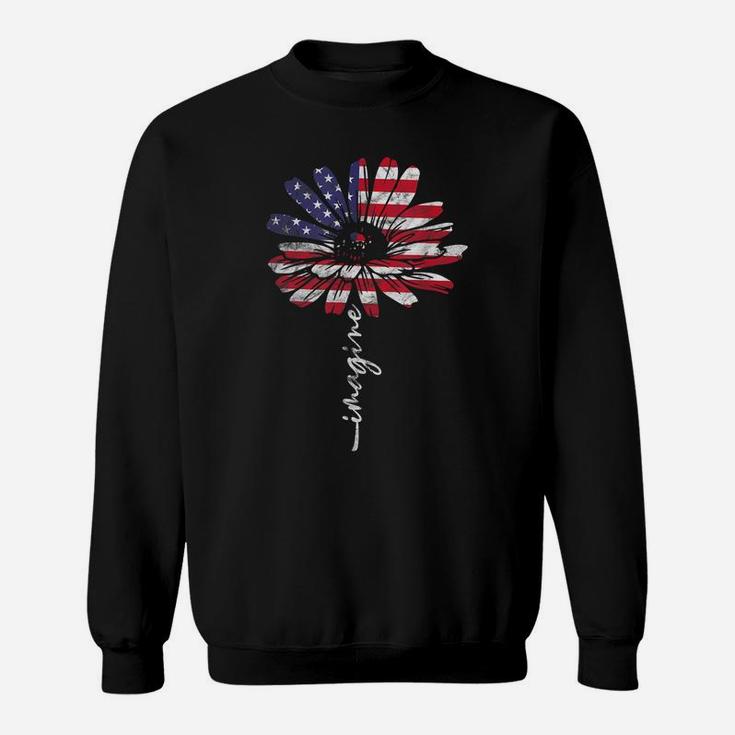 Daisy Usa American Flag 4Th Of July Patriotic Flower Vintage Sweatshirt