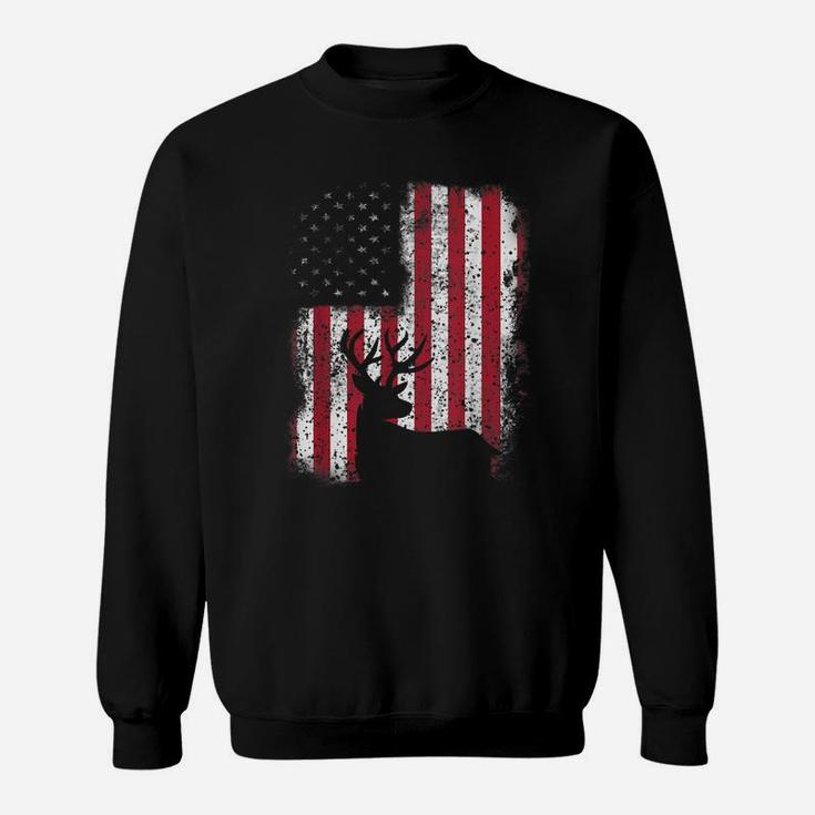 Deer Hunting Gift For Men American Flag Sweatshirt