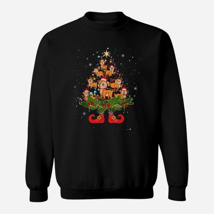 Deers Christmas Tree Lights Funny Santa Hat Lover Sweatshirt