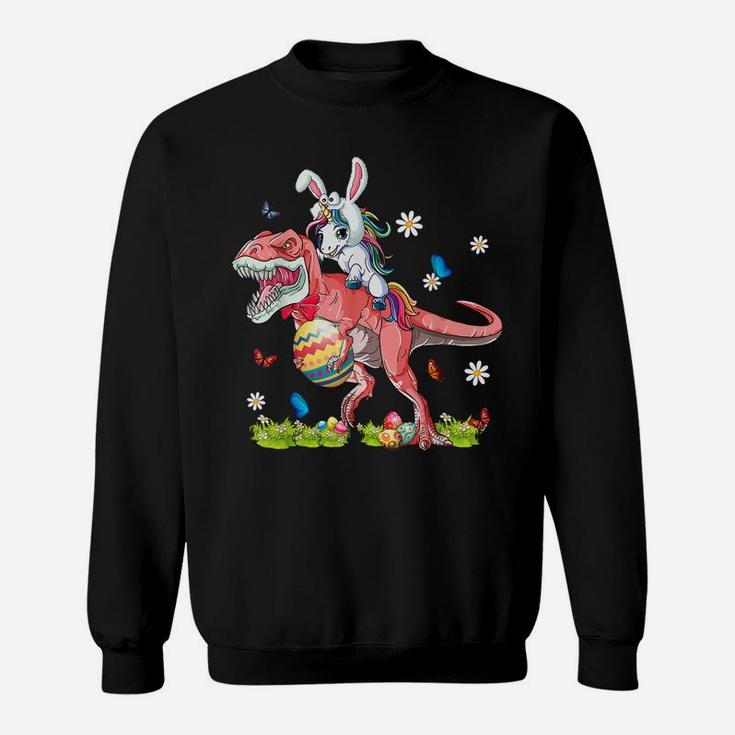Dinosaur Easter Day Unicorn Riding T-Rex Bunny Costume Gift Sweatshirt