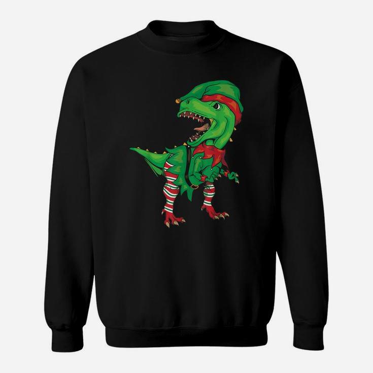 Dinosaur In Elf Costume Christmas Shirt | Gnome T-Rex Gift Sweatshirt