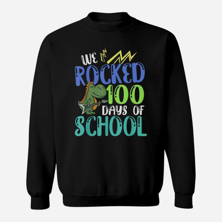 Dinosaur Student Boys Kids Gift T Rex 100 Days Of School Sweatshirt