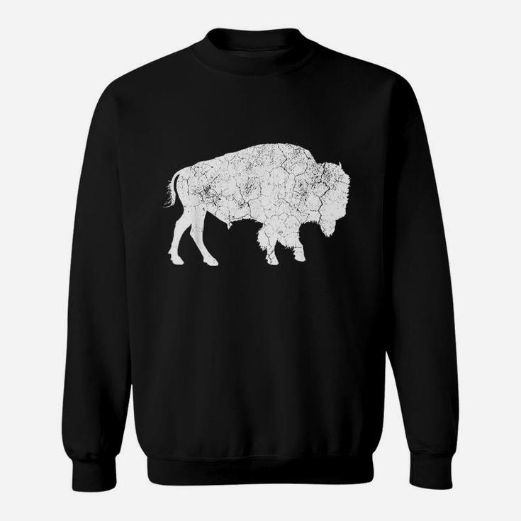 Distressed Buffalo Retro Bison Animal Lover Men Women Dad Sweatshirt