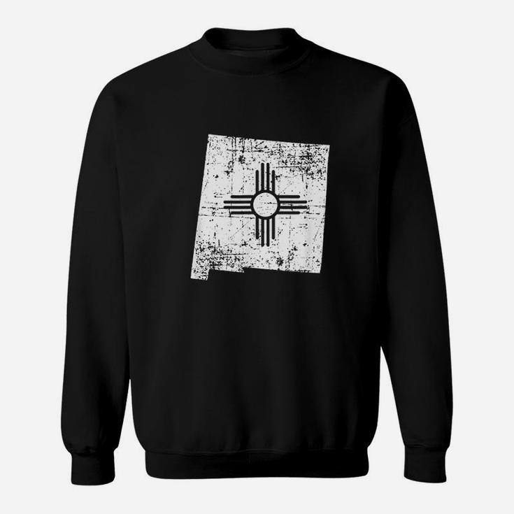 Distressed White New Mexico Flag Map Outline Sweatshirt