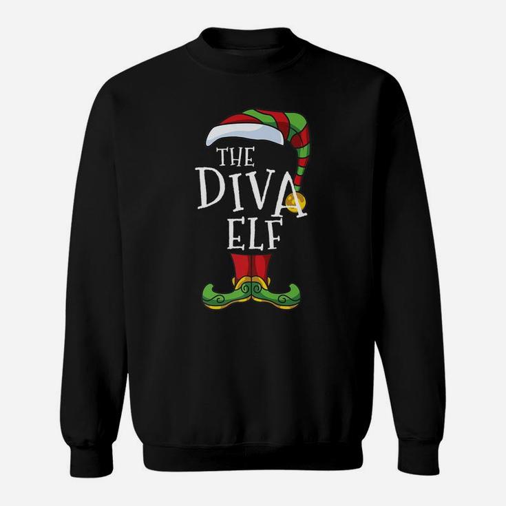 Diva Elf Family Matching Christmas Group Funny Pajama Sweatshirt