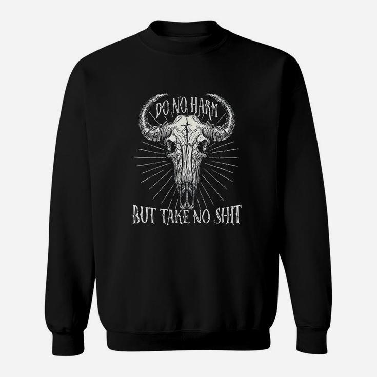 Do No Harm But Take No Cow Bull Boho Skull Sweatshirt