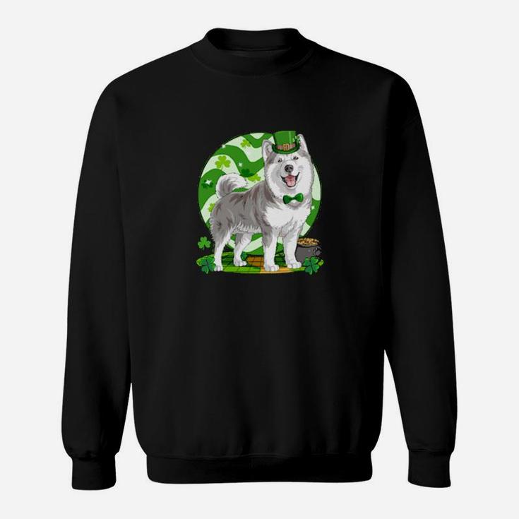 Dog Alaskan Malamute Dog Irish Leprechaun St Puppy Pet Patricks Day Sweatshirt
