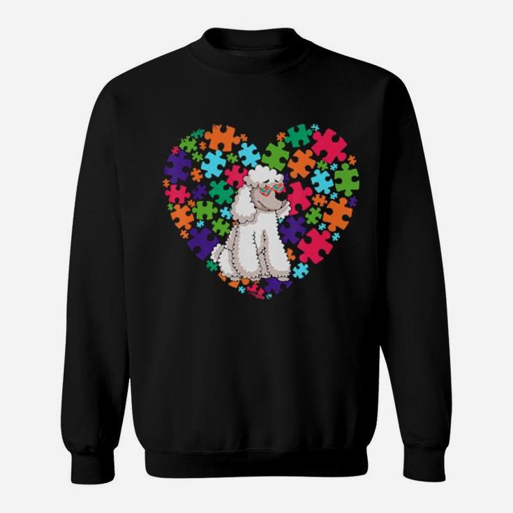 Dog Dad Dog Mom Gifts Autism Awareness Poodle Sweatshirt