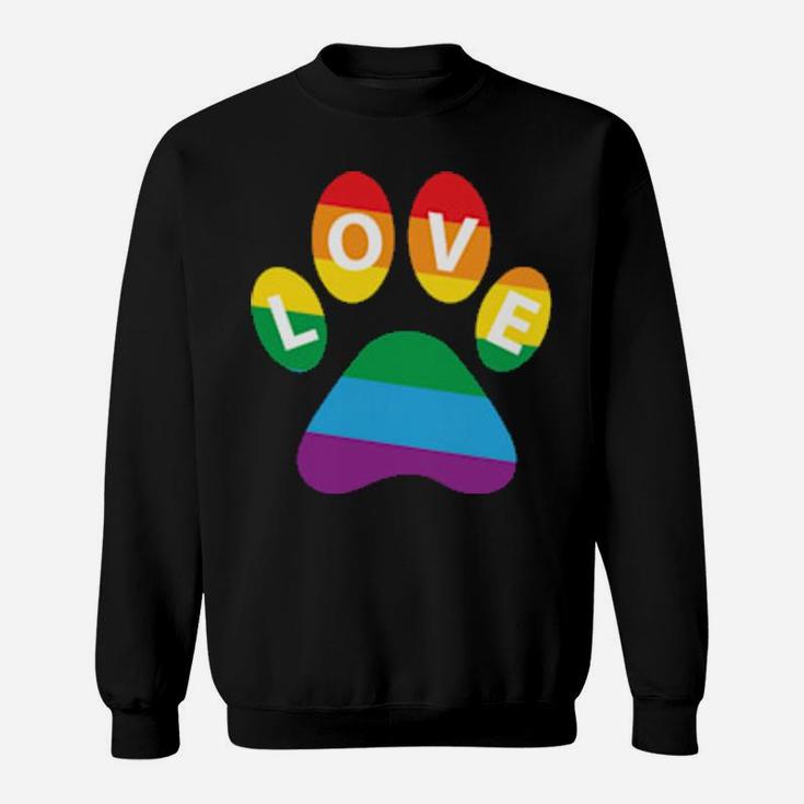 Dog Paw Lgbt Supporter Rainbow Paw Print Lgbt Pride Sweatshirt