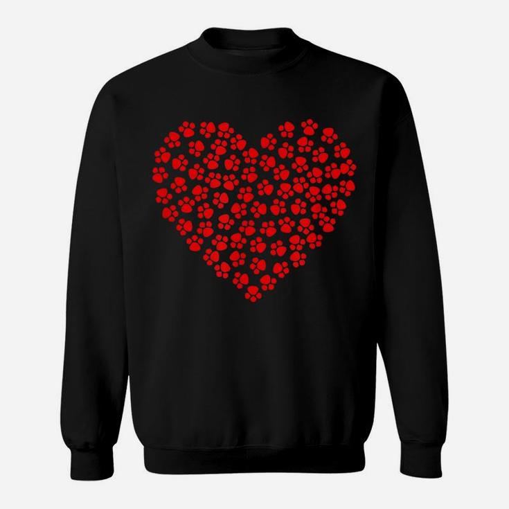 Dog Paw Prints Heart For Valentine Day And Dog Lover Sweatshirt