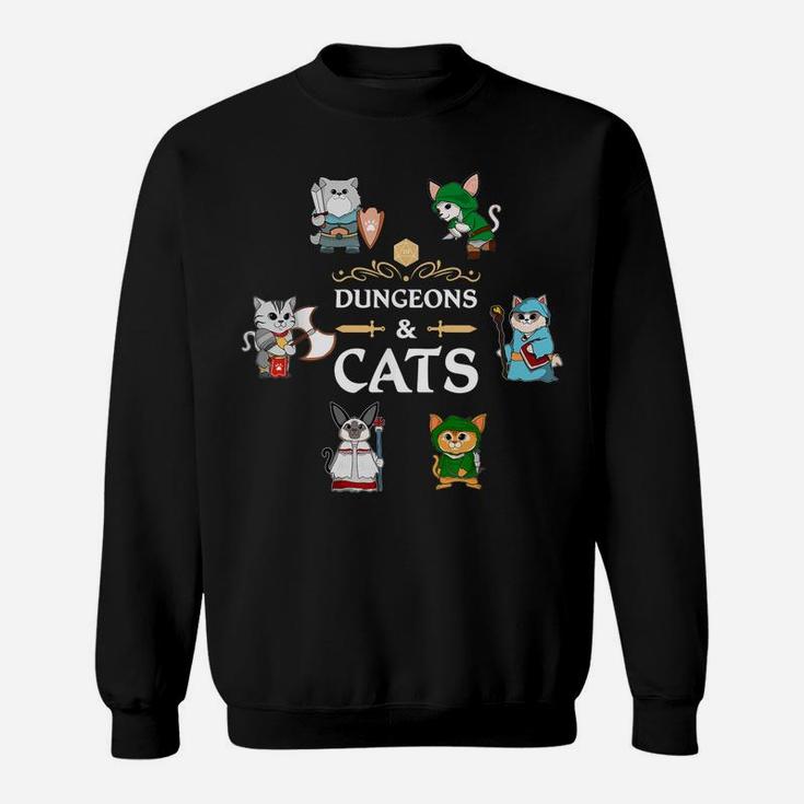 Dungeons And Cats Rpg D20 Anime Dragons Slayer Gamers Gift Sweatshirt