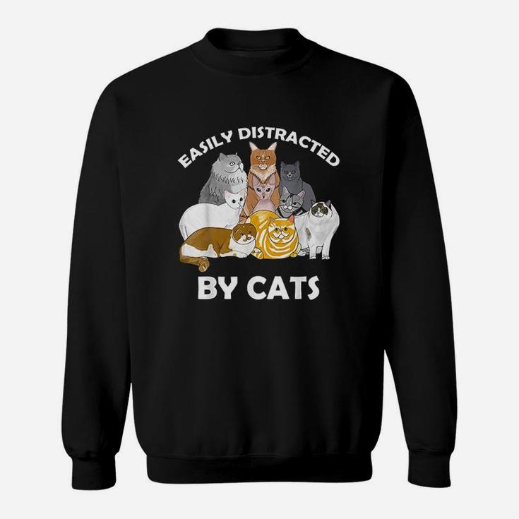 Easily Distracted By Cats Kitten Meow Lover Sweatshirt