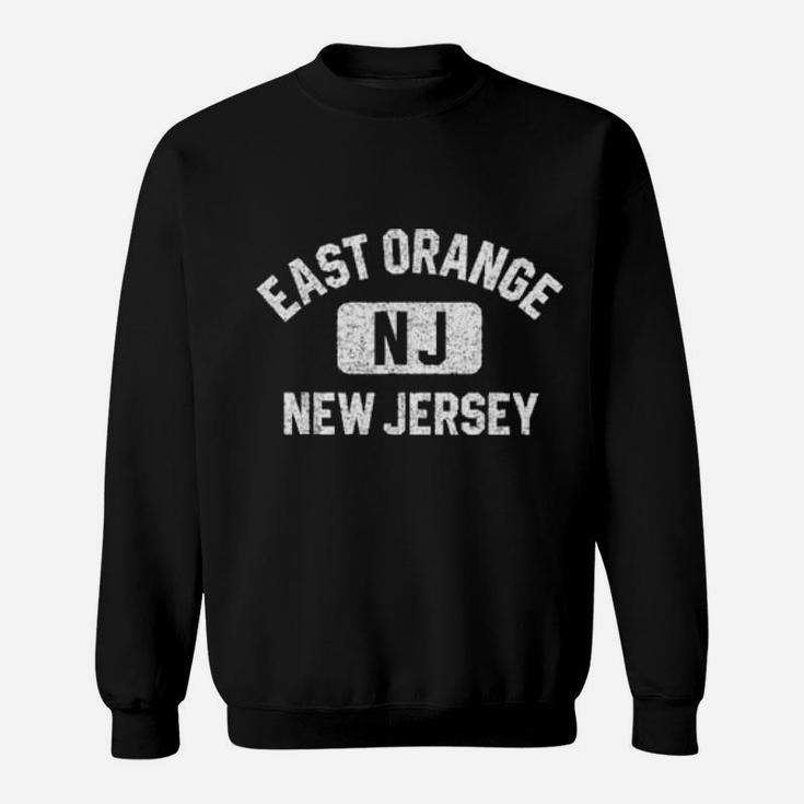 East Orange Nj New Jersey Gym Style Distressed White Print Sweatshirt