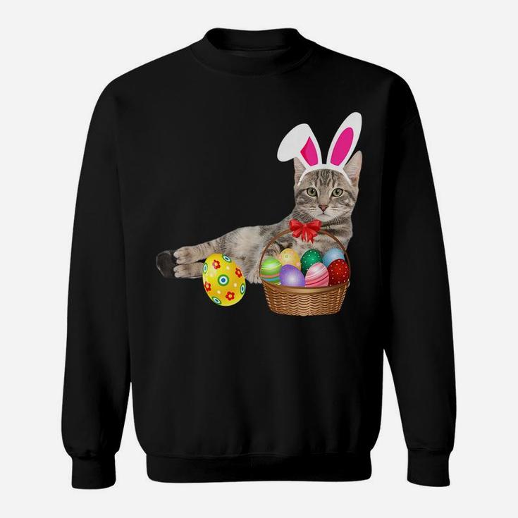Easter Shirt Cat Funny Bunny Ears & Eggs Gift Sweatshirt