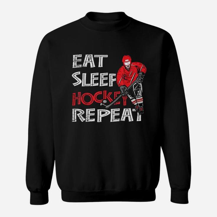 Eat Sleep Hockey Repeat For Boys With Puck And Stick Sweatshirt