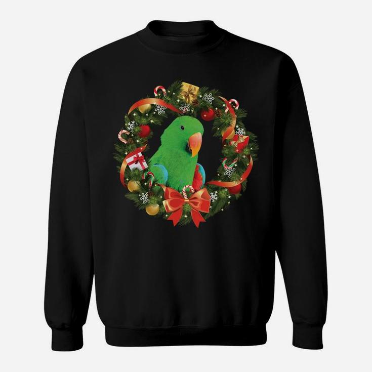 Eclectus Parrot Christmas Wreath Sweatshirt