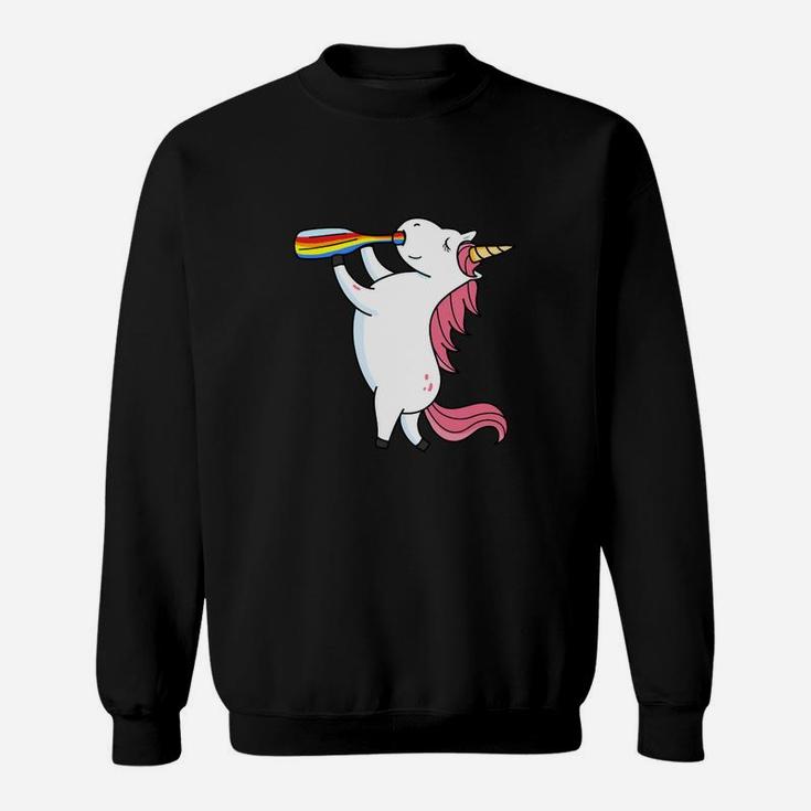 Einhorn-Eisbär Grafik Sweatshirt Schwarz, Einzigartiges Design Tee