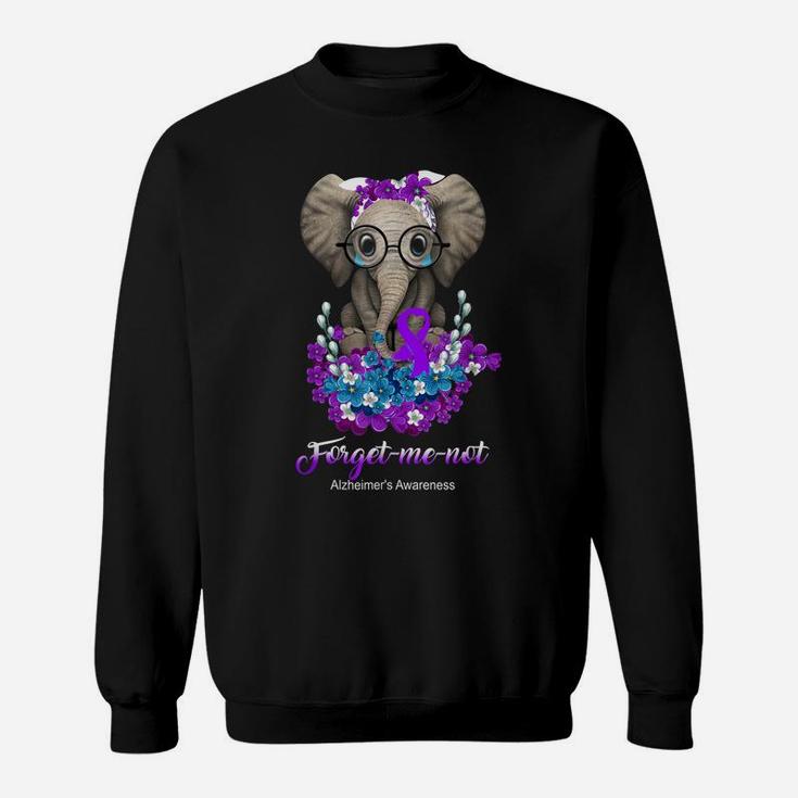 Elephant Forget Me Not Alzheimer's Awareness Flower Sweatshirt