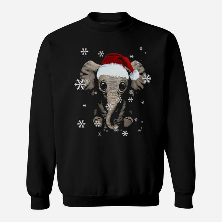 Elephant Santa Hat Snowflake Sweatshirt