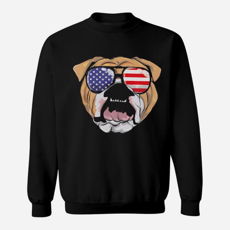 English Bulldog American Sunglass 4Th Of July Usa Boys Men Sweatshirt