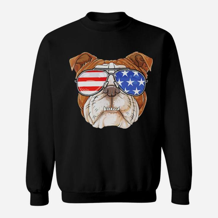 English Bulldog American Sunglasses  4Th Of July Dog Sweatshirt