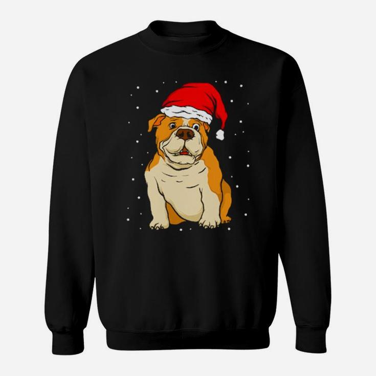 English Bulldog Santa Hat Xmas Dog Sweatshirt