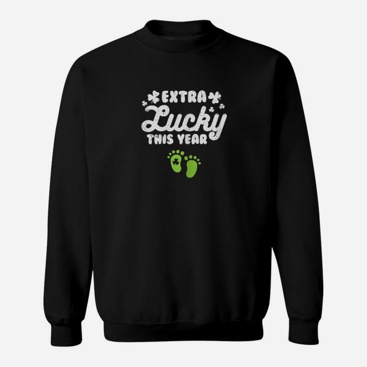 Extra Lucky St Patricks Day Pregnancy Announcement Mom Sweatshirt