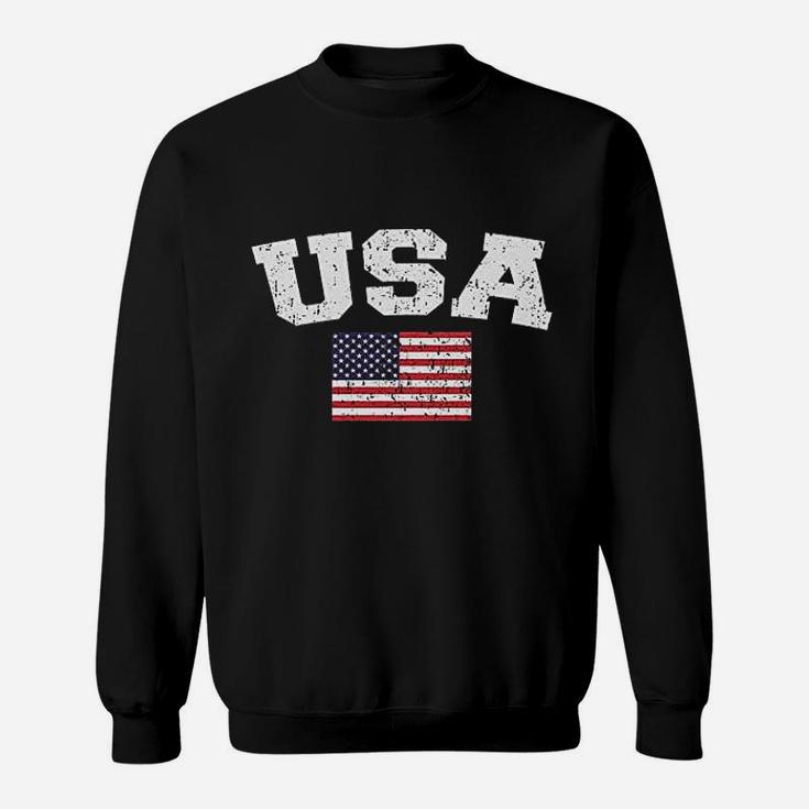 Faded Distressed Usa Flag Sweatshirt