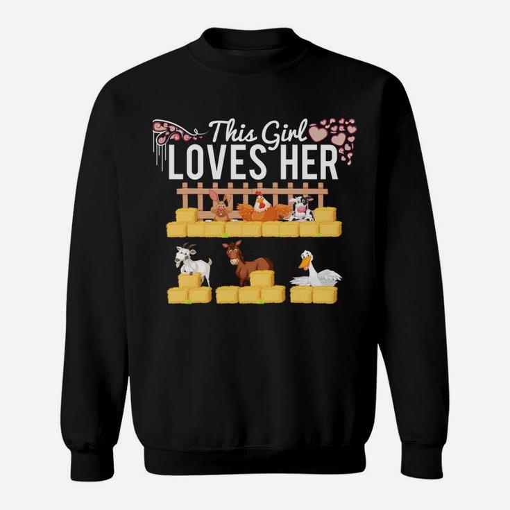 Farm Girl Who Loves Her Farm Animals Goat Chicken Horse Sweatshirt