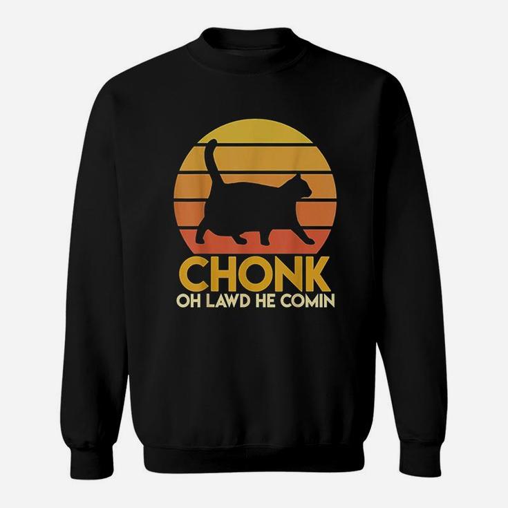 Fat Cats Chonk Oh Lawd He Comin Vintage Retro Sunset Sweatshirt