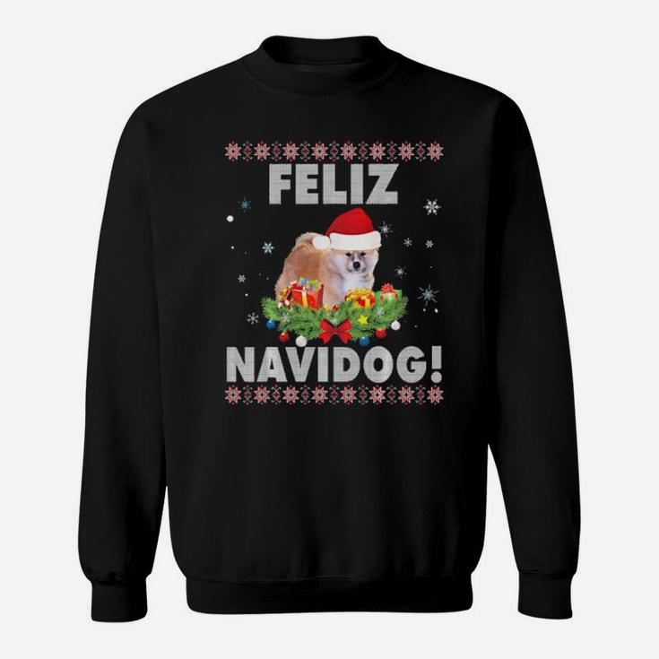 Feliz Navidog Akita Japanese Inu Dog Ugly Santa Sweatshirt