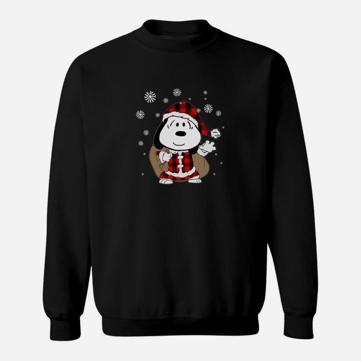 Festliches Schneemann-Design Herren-Sweatshirt in Schwarz, Weihnachten Motiv
