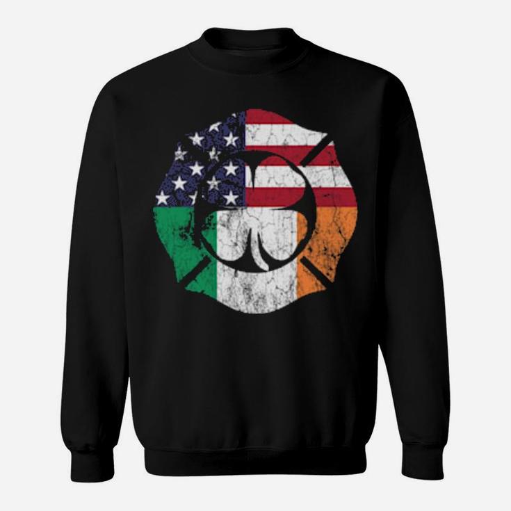 Firefighter St Patricks Day Irish American Flag Fireman Sweatshirt