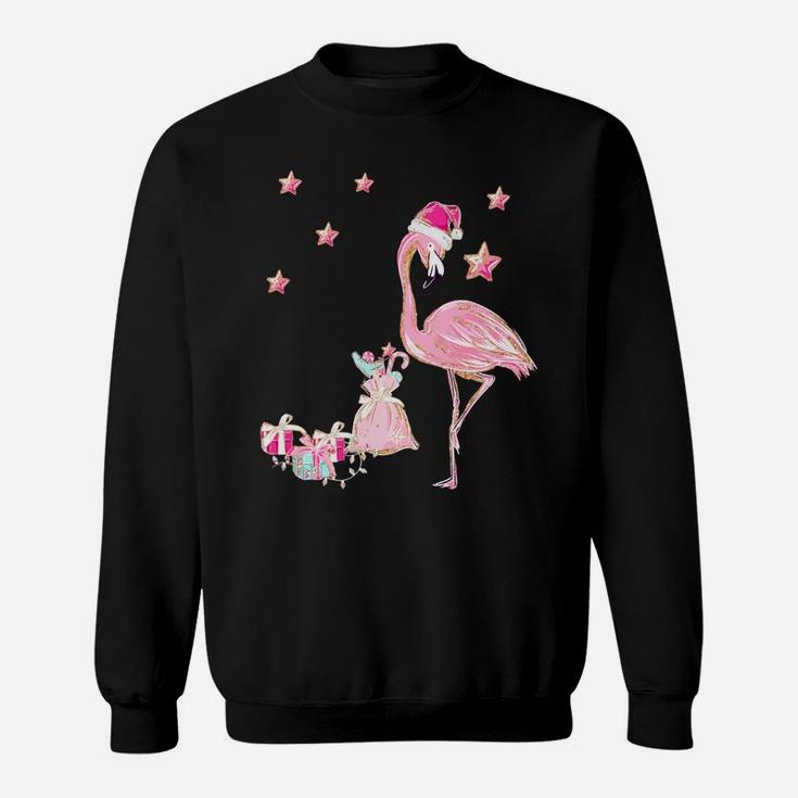 Flamingo Santa Clause Christmas Tee Gift Hawaiian Xmas Gift Sweatshirt Sweatshirt