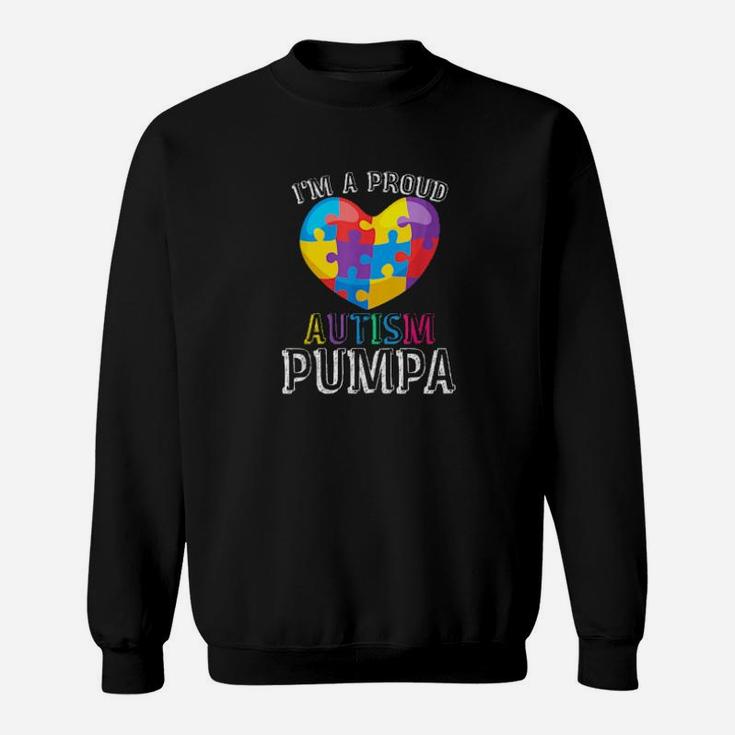 For Autism Pumpa Cute Puzzle Heart Awareness Sweatshirt