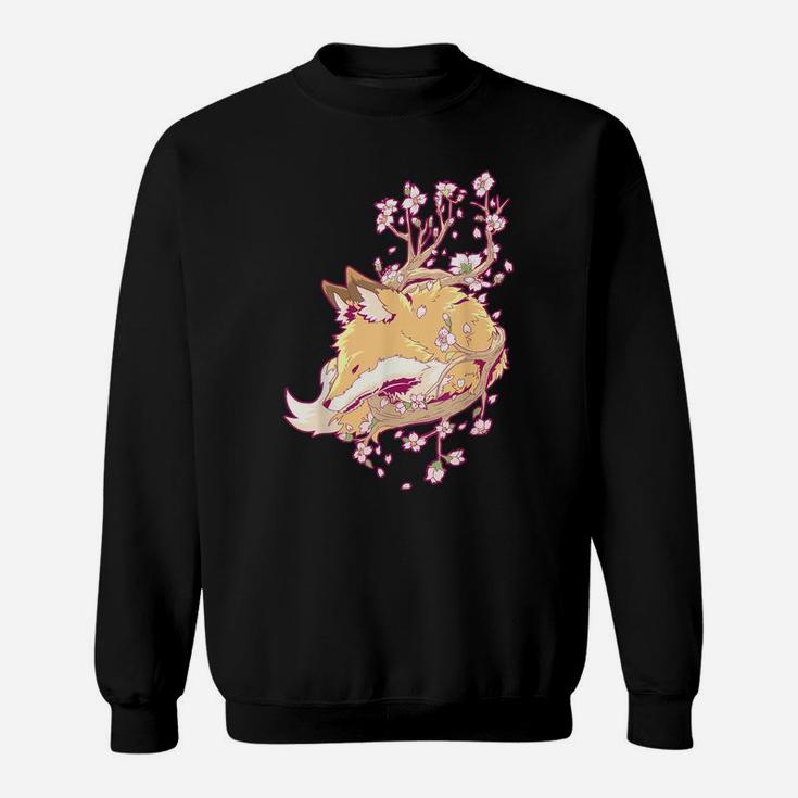 Fox Cherry Blossom Flower Japanese Sweatshirt