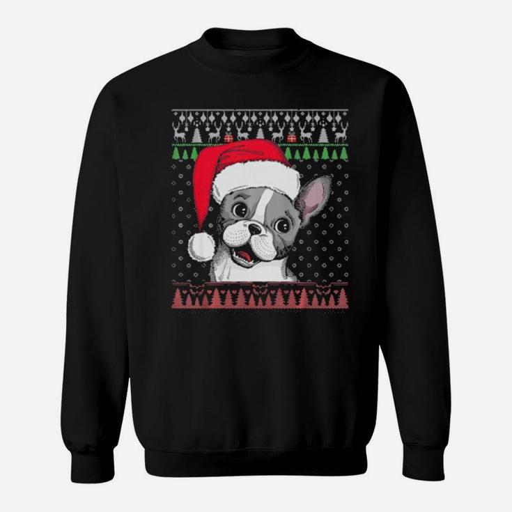 French Bulldog Santa Dog Santa Hat Sweatshirt